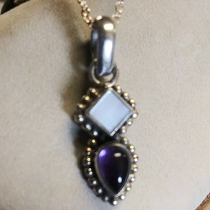 Sterling Amethyst&MOP Pendant w/chain.